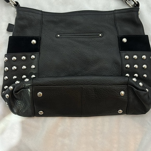 B. Makowsky Black Studded Leather Handbag - Picture 3 of 14